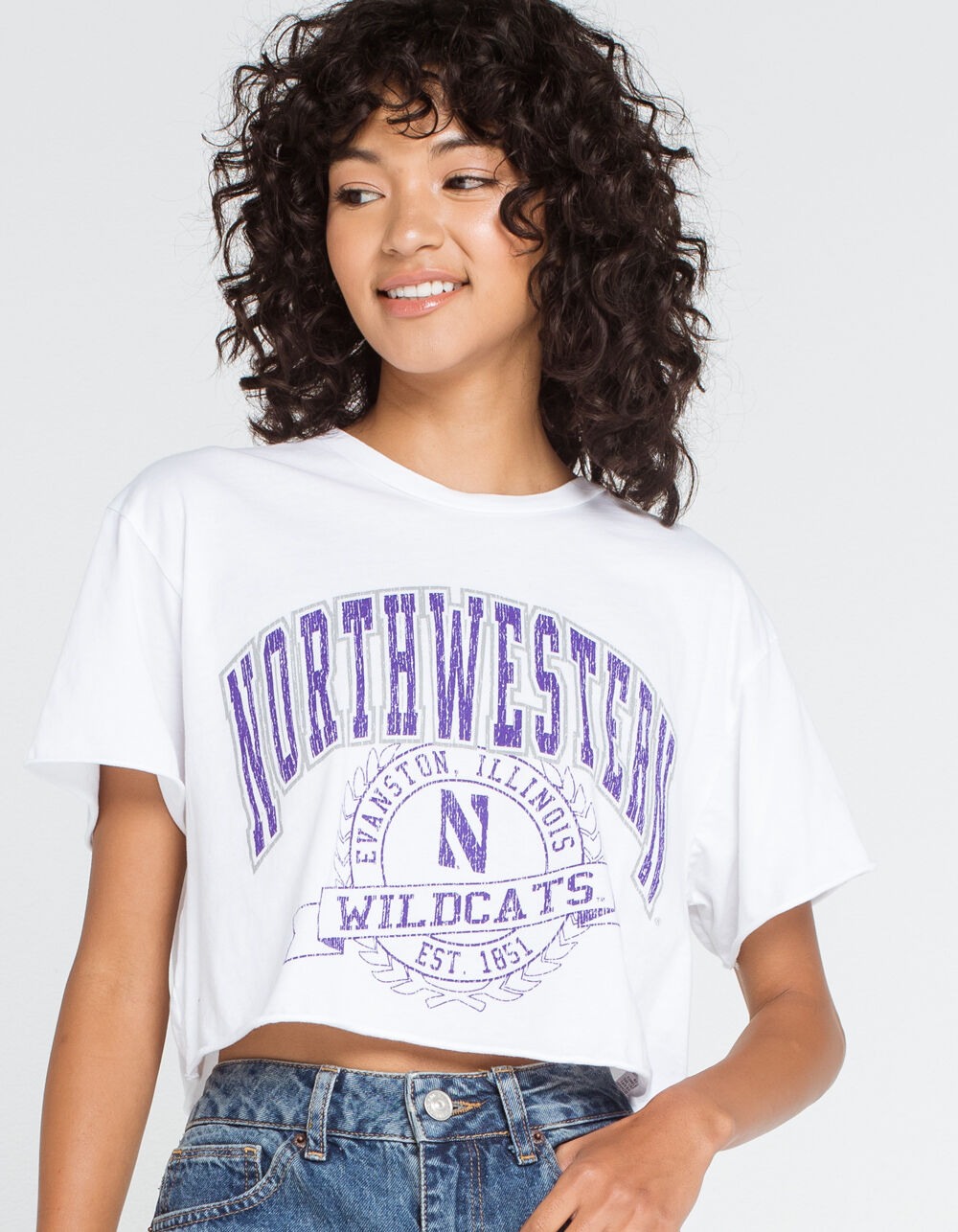 THE ORIGINAL RETRO BRAND Northwestern University Wildcats Womens Crop Tee image number 0