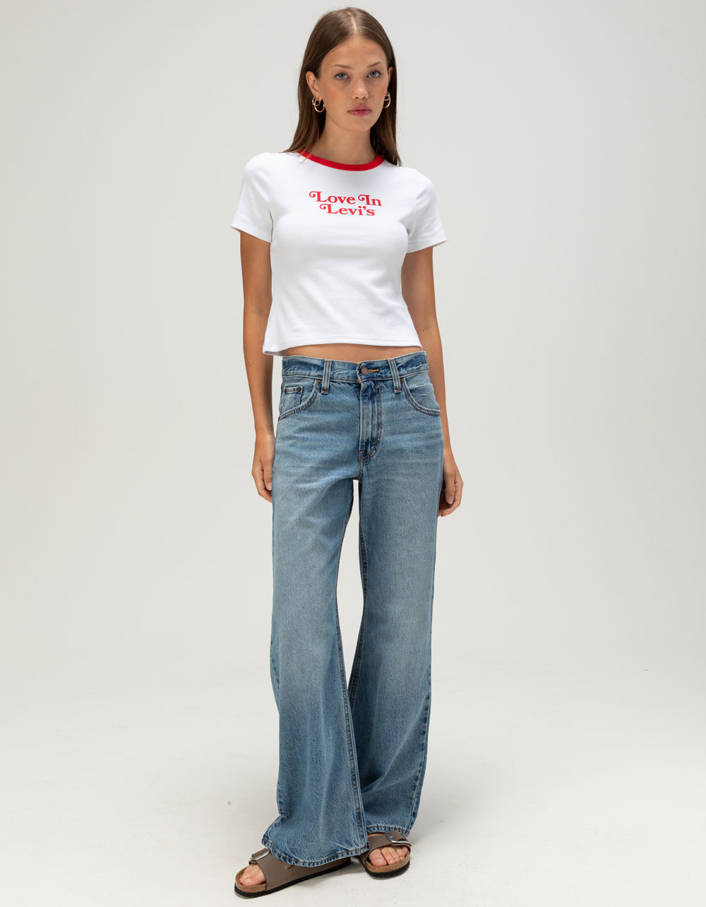 LEVI'S Love Womens Crop Ringer Tee - WHITE