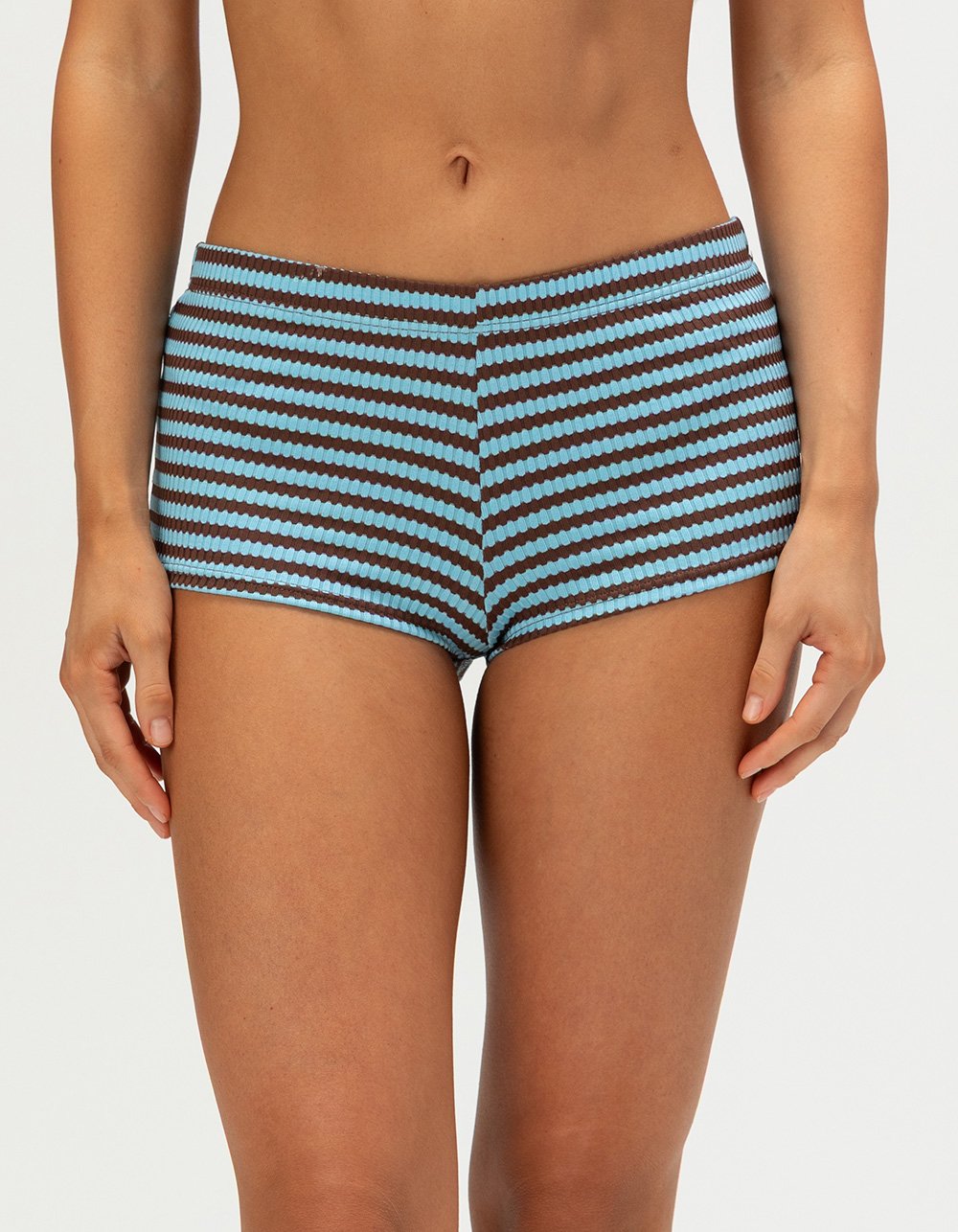 DAMSEL Womens Stripe Micro Cover Up Shorts - BLUE COMBO