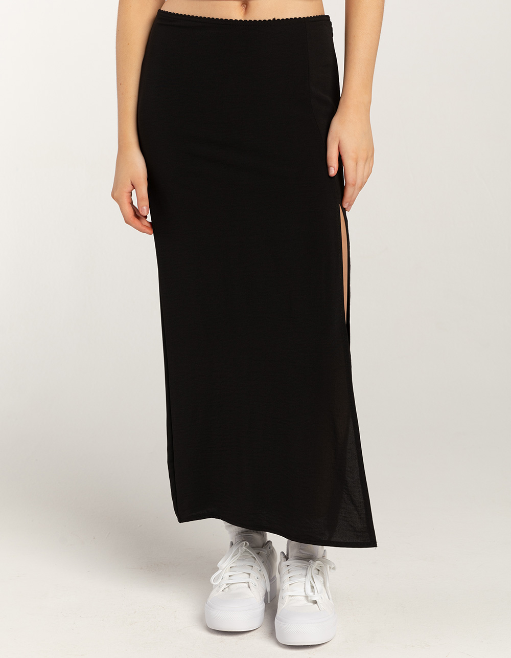 FULL TILT Low Rise Womens Maxi Skirt - BLACK