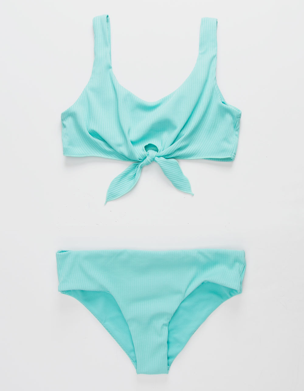 DAMSEL Scoop Bralette Knot Front Turquoise Girls Bikini Set - TURQUOISE ...