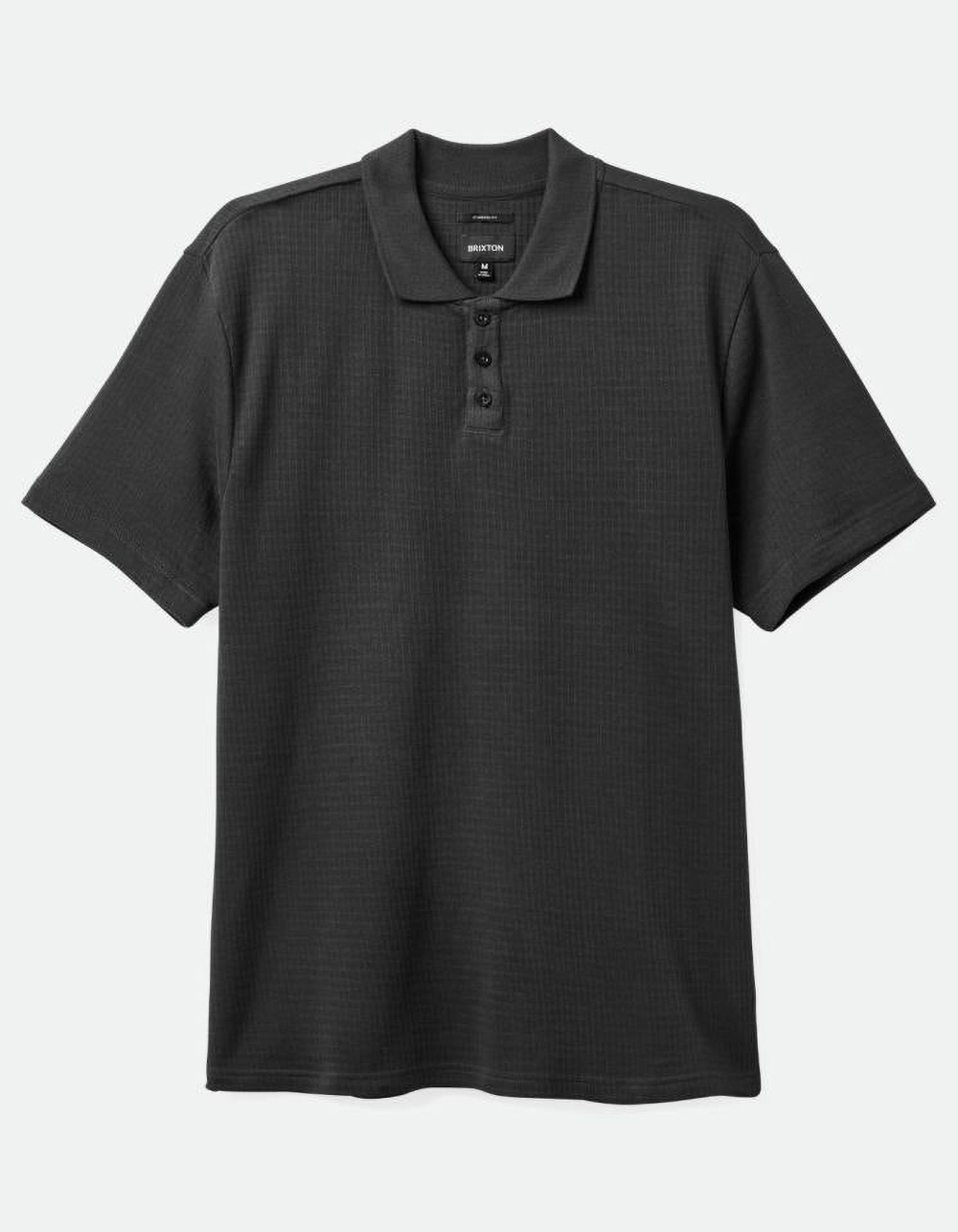 BRIXTON Waffle Mens Polo Shirt - WASHED BLACK