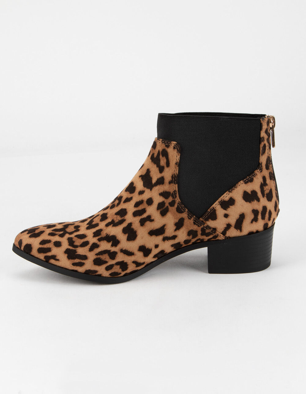 CITY CLASSIFIED Elastic Gore Buckle Womens Leopard Booties LEOPARD