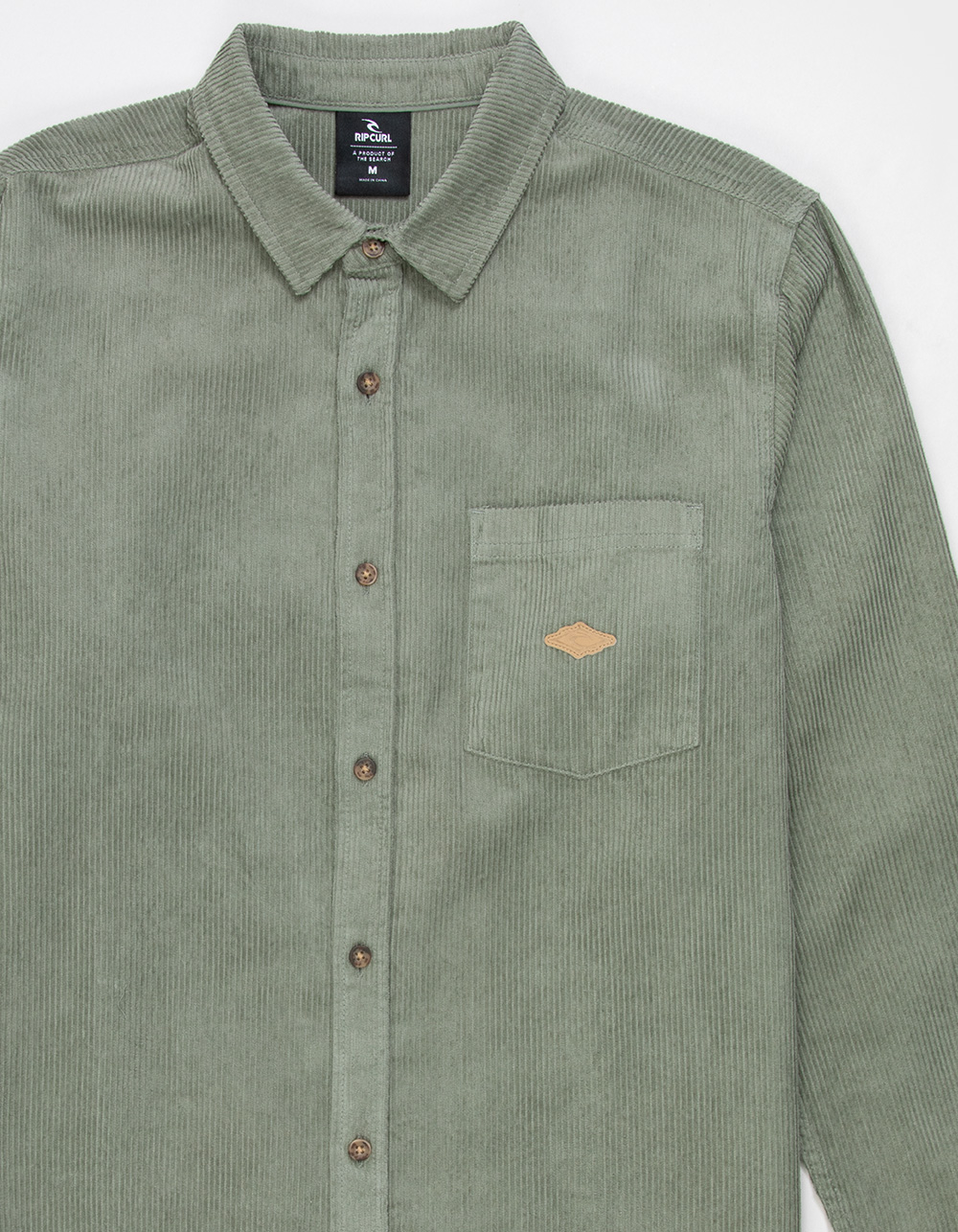 RIP CURL Classic Surf Mens Corduroy Long Sleeve Button Up Shirt - GREEN