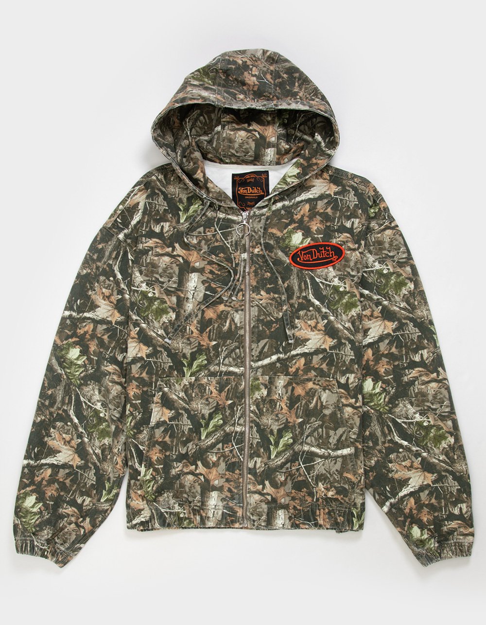 VON DUTCH The Invaders Mens Zip-Up Canvas Hoodie - CAMO