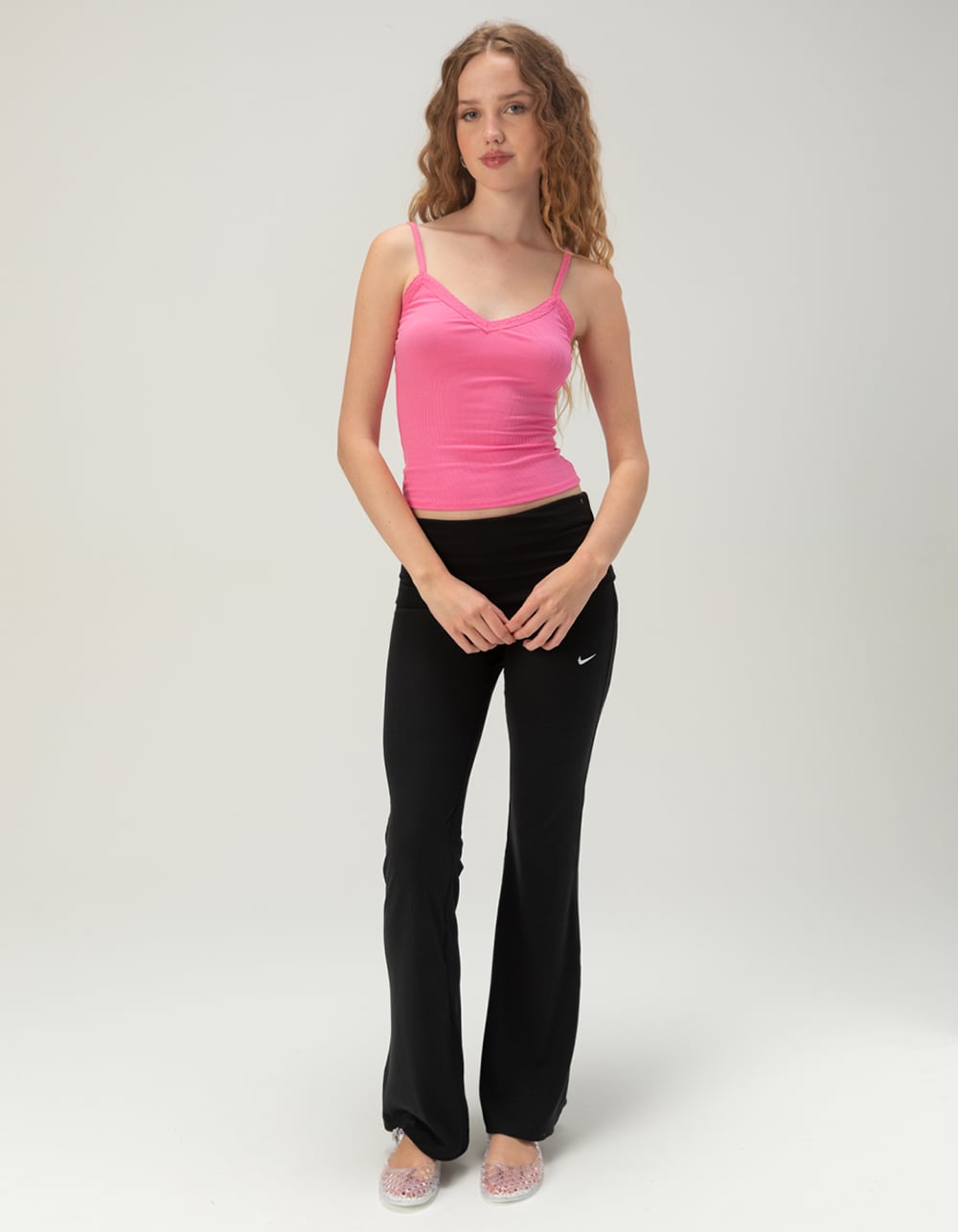 TILLYS Lace Trim Womens Cami - POP PINK
