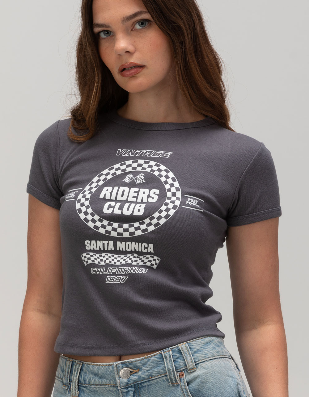 babylclub トップス Tシャツ RSQ Womens Riders Club Baby Tee - GRAY | Tillys