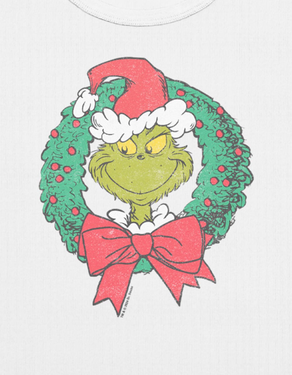 DR. SEUSS Grinch Wreath Womens Baby Tee - CREAM