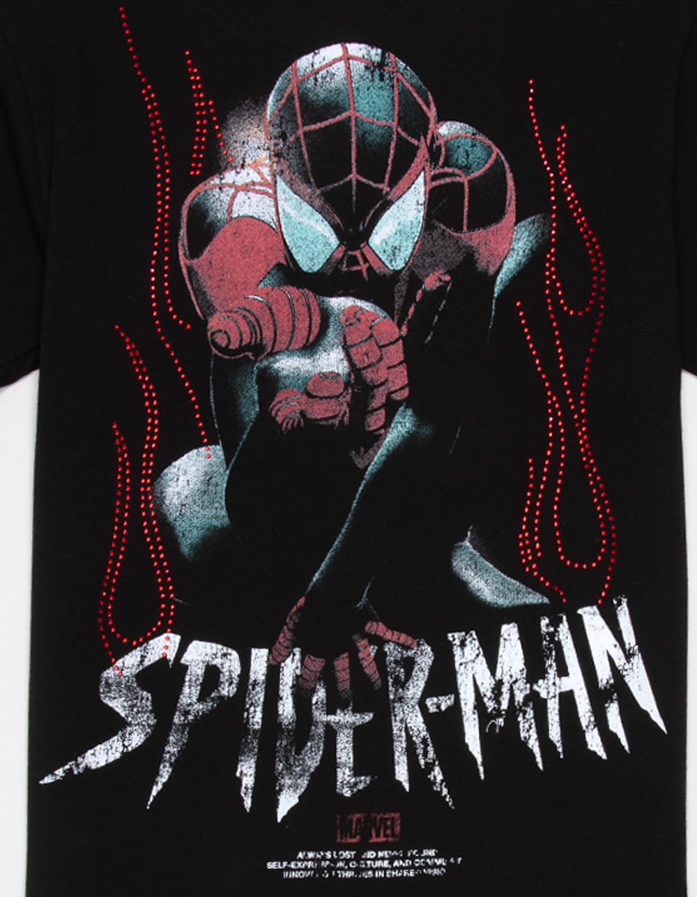 CVLA x Marvel Spider-Man Flames Boys Boxy Tee - BLACK