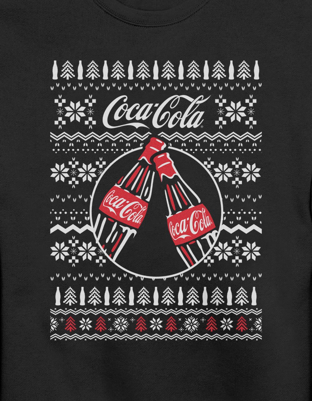 COCA-COLA Ugly Sweater Pattern Unisex Crewneck Sweatshirt - BLACK