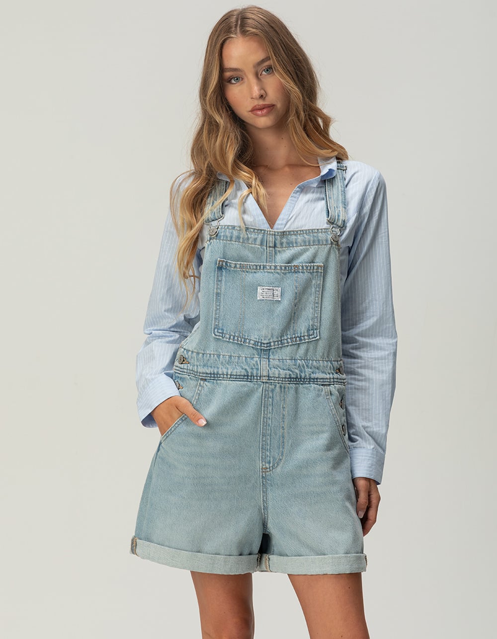 LEVI'S Womens Vintage Shortalls - Abraded Art LIGHT BLAST