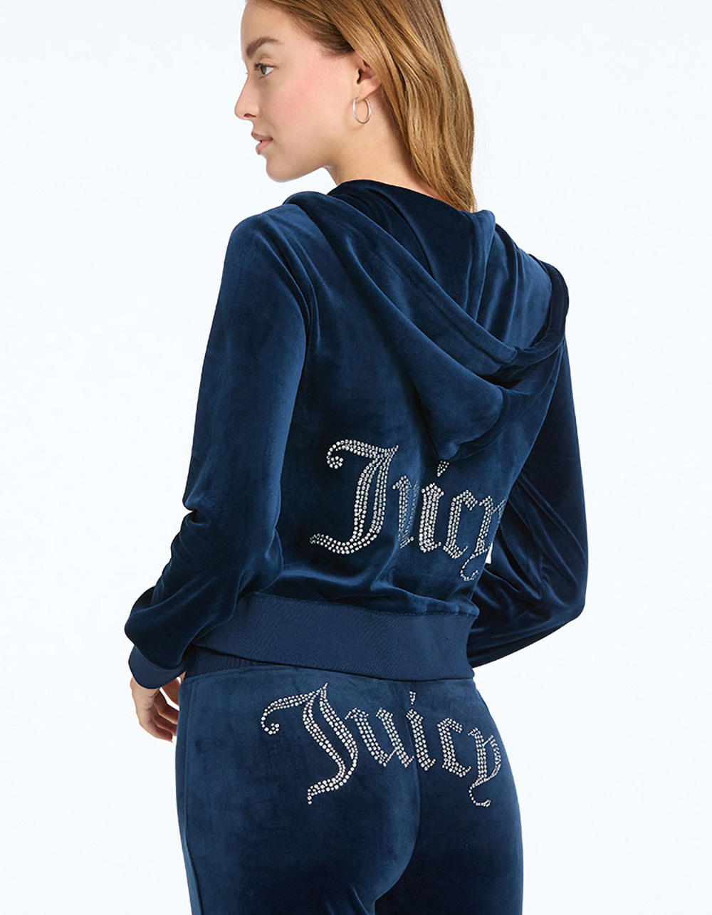 JUICY COUTURE OG Bling Womens Zip-Up Hoodie - NAVY