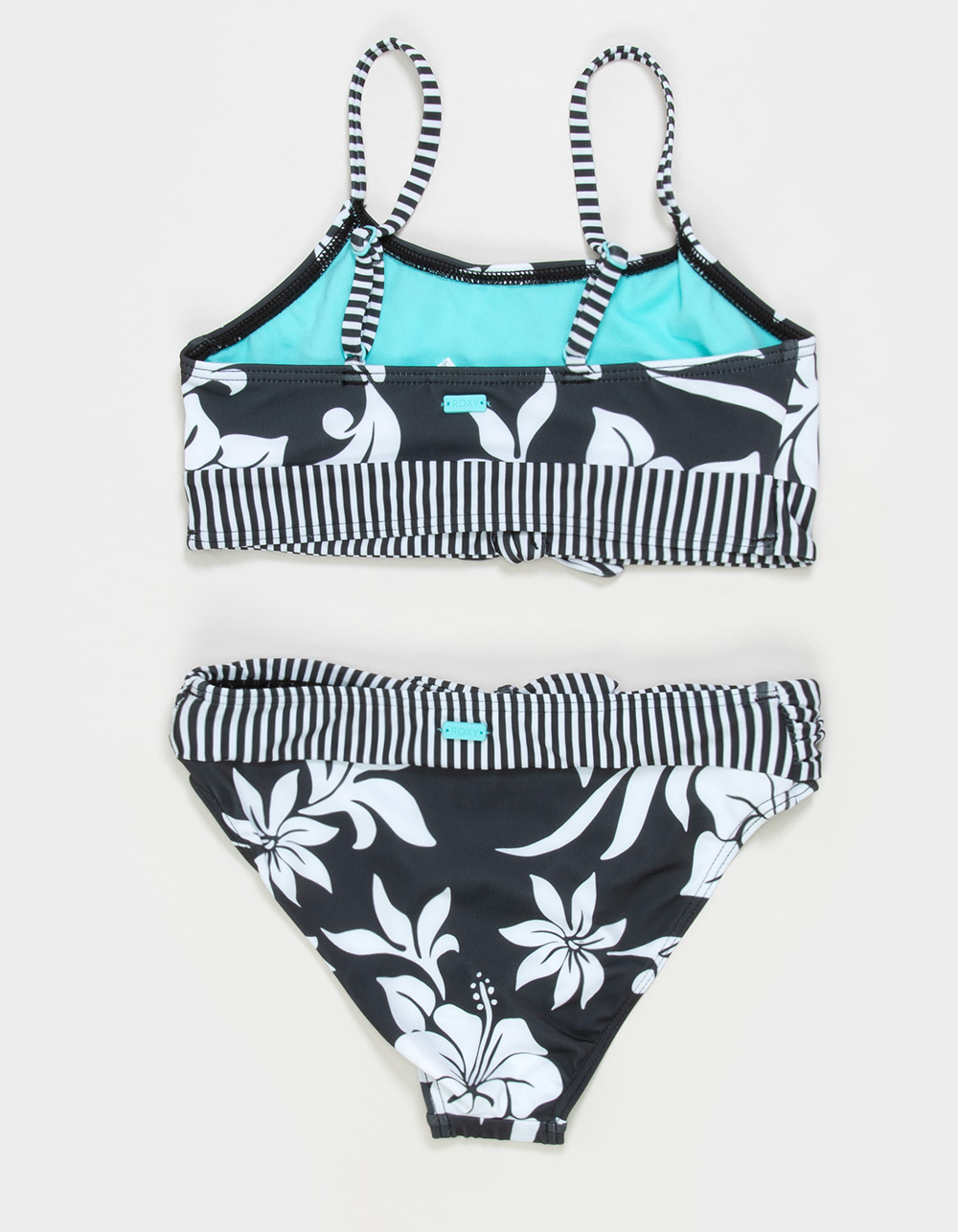 ROXY Hula Hibiscus Girls Bralette Bikini Set - BLK/WHT