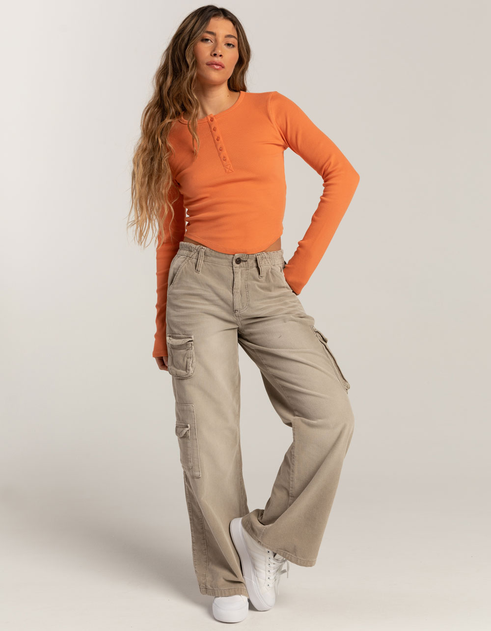 BDG Urban Outfitters Womens Button Up Henley RUST Tillys