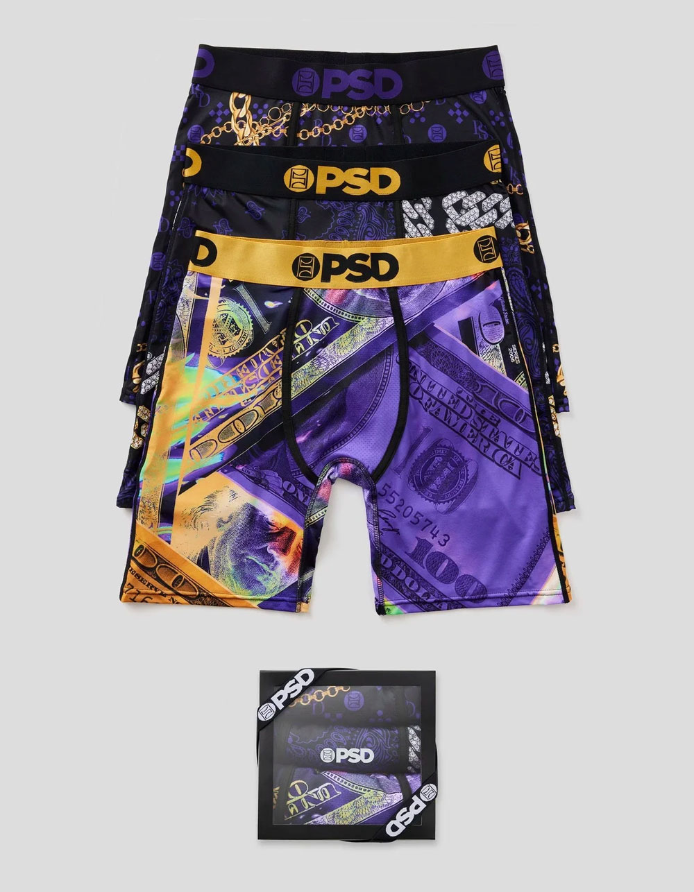 PSD Purp & Gold 3 Pack Mens Boxer Briefs