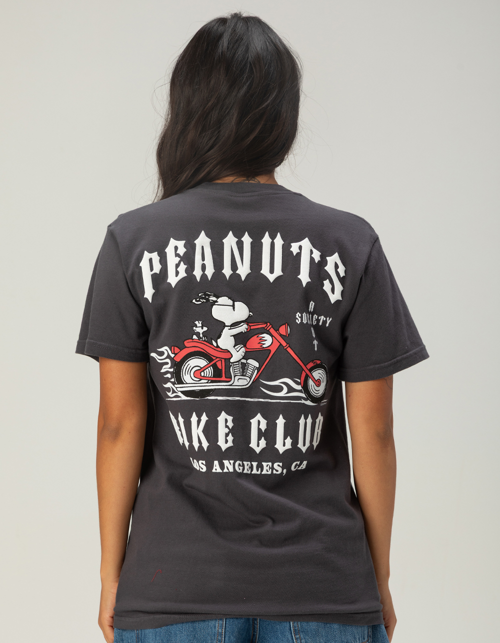 RIOT SOCIETY x Peanuts Snoopy Bike Club Womens Tee - GRAY