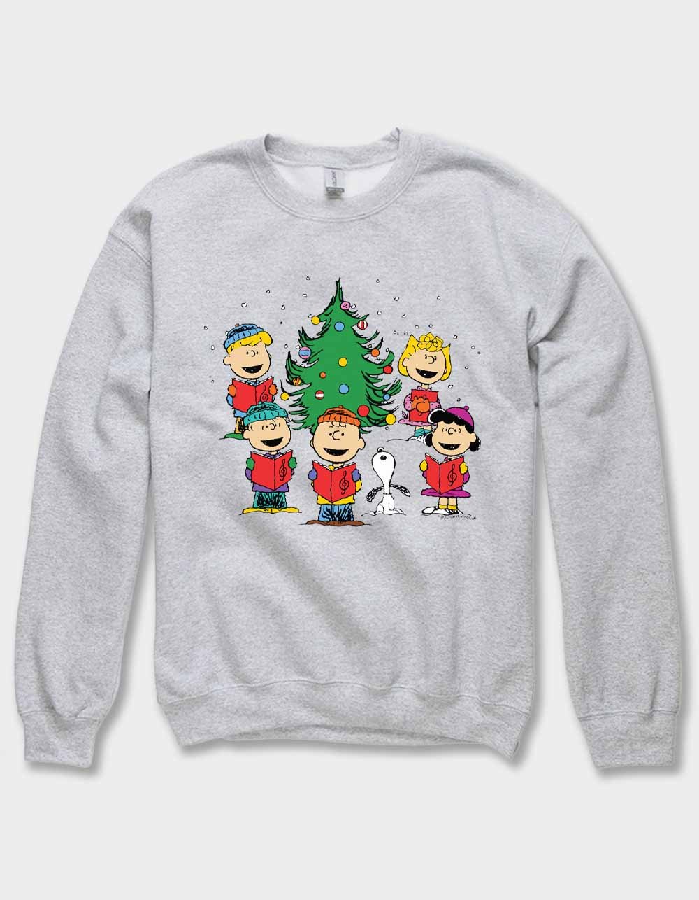 PEANUTS Holiday Caroling Unisex Crewneck Sweatshirt - HEATHER GRAY