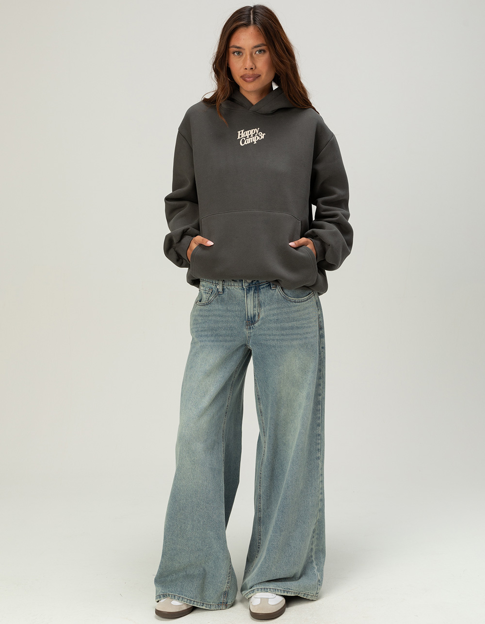 HAPPY CAMP3R Puff Womens Hoodie - CHARCOAL