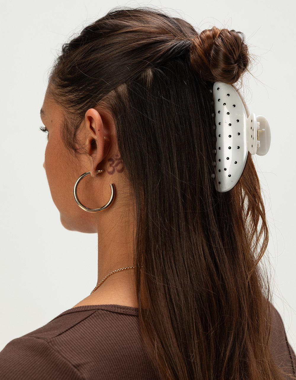 FULL TILT Polka Dot Plastic Hair Clip - WHITE