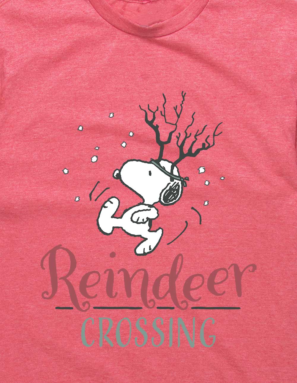 PEANUTS Reindeer Crossing Unisex Tee - HTHR RED