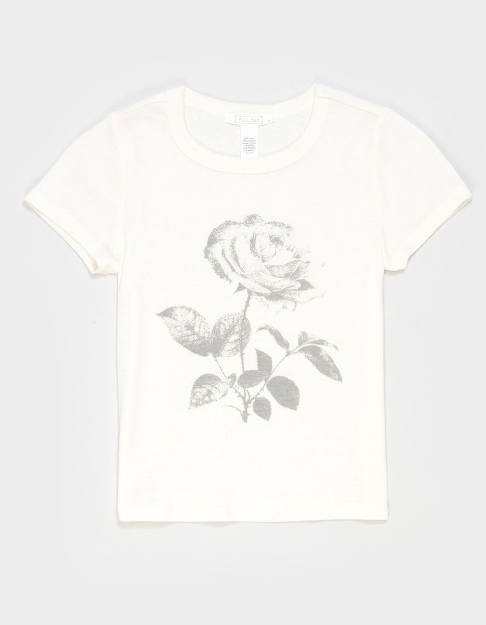 FULL TILT Tonal Rose Girls Tee - WHITE