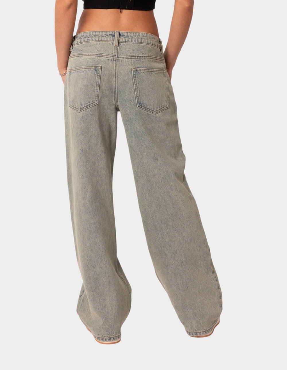 EDIKTED Magda Low Rise Acid Wash Jeans