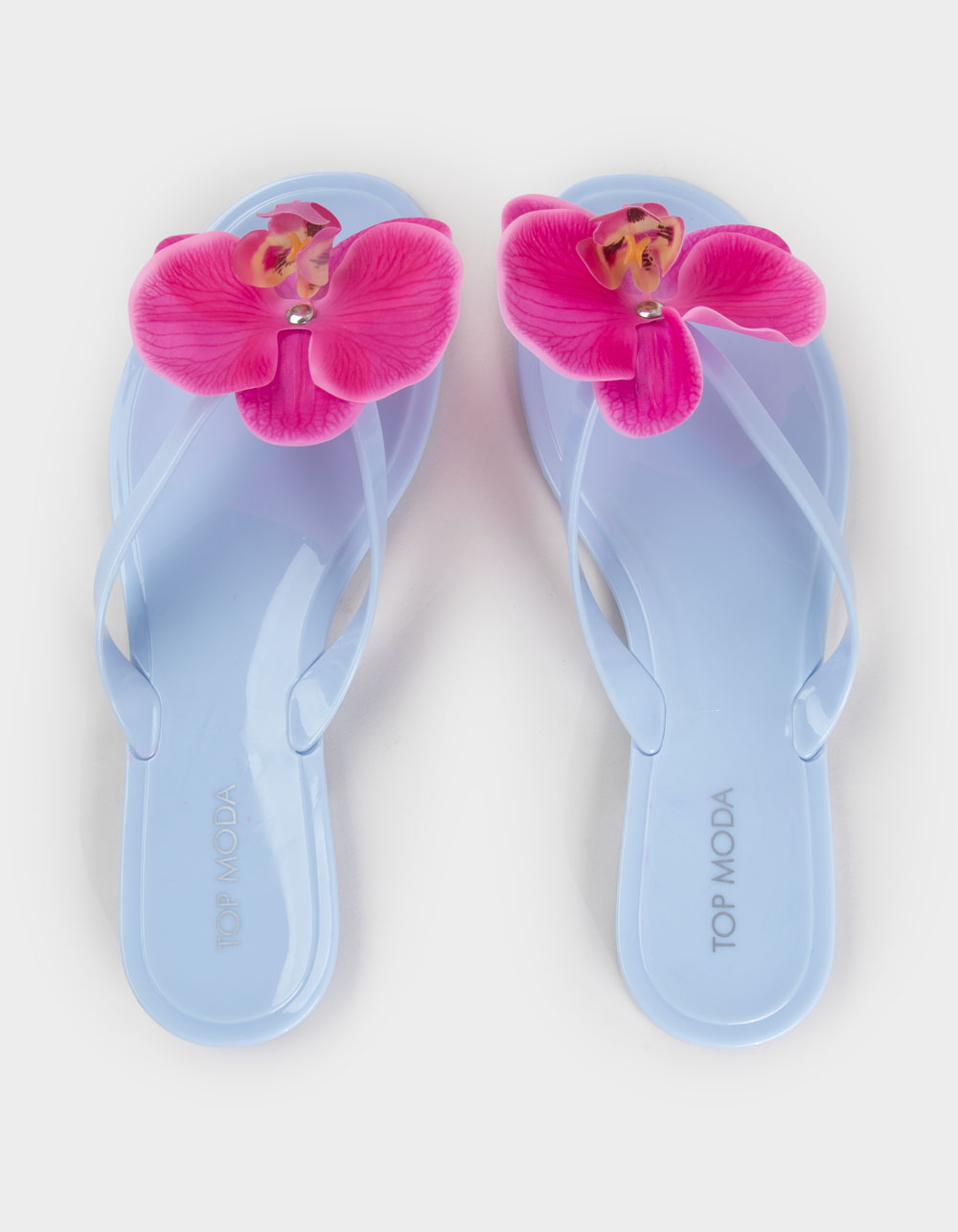 TOP MODA Hibiscus Womens Flip Flops - LIGHT BLUE