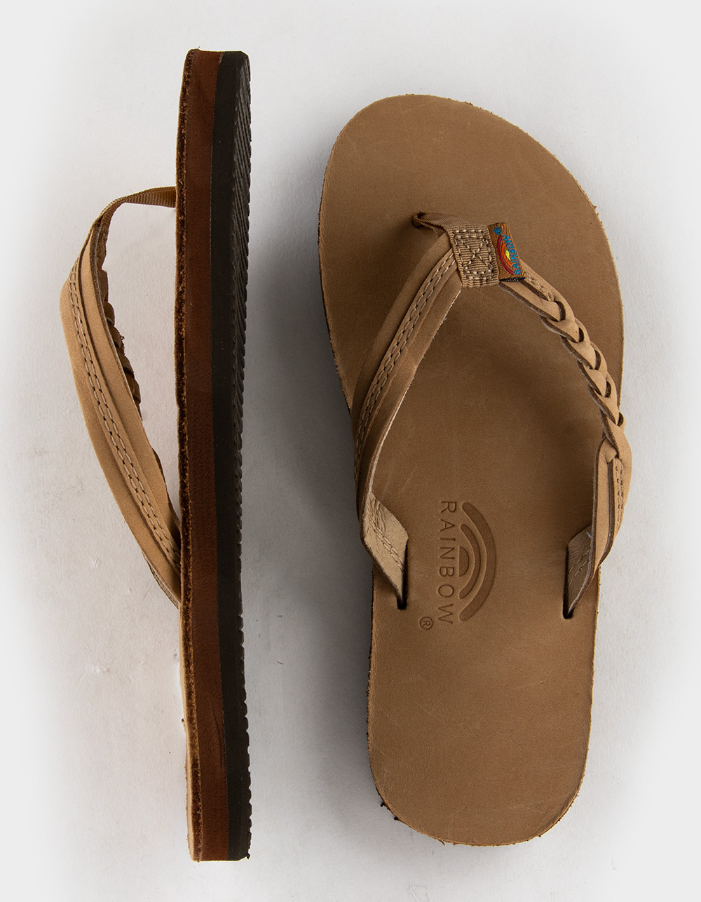 RAINBOW Flirty Braidy Girls Flip Flops - SAND