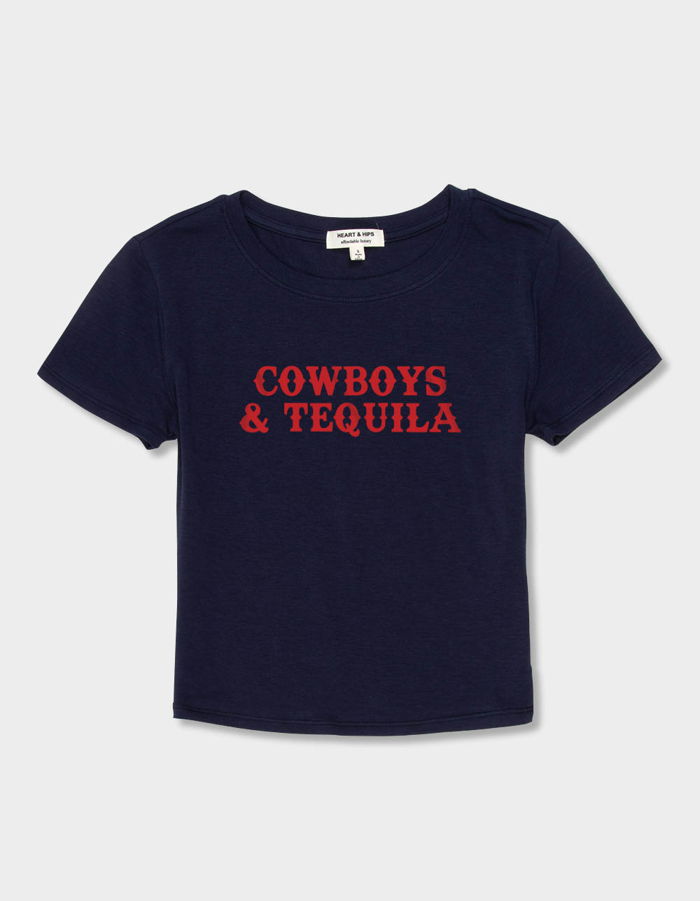 WESTERN Cowboys & Tequila Womens Baby Tee - NAVY