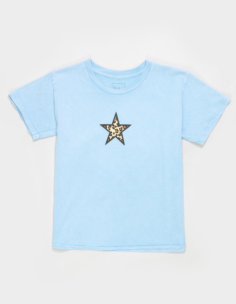 FULL TILT Animal Print Star Cherry Girls Boyfriend Tee - BLUE
