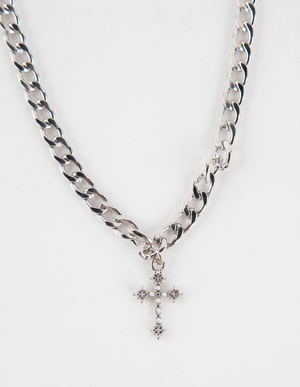 RSQ Link Cross Necklace - SILVER