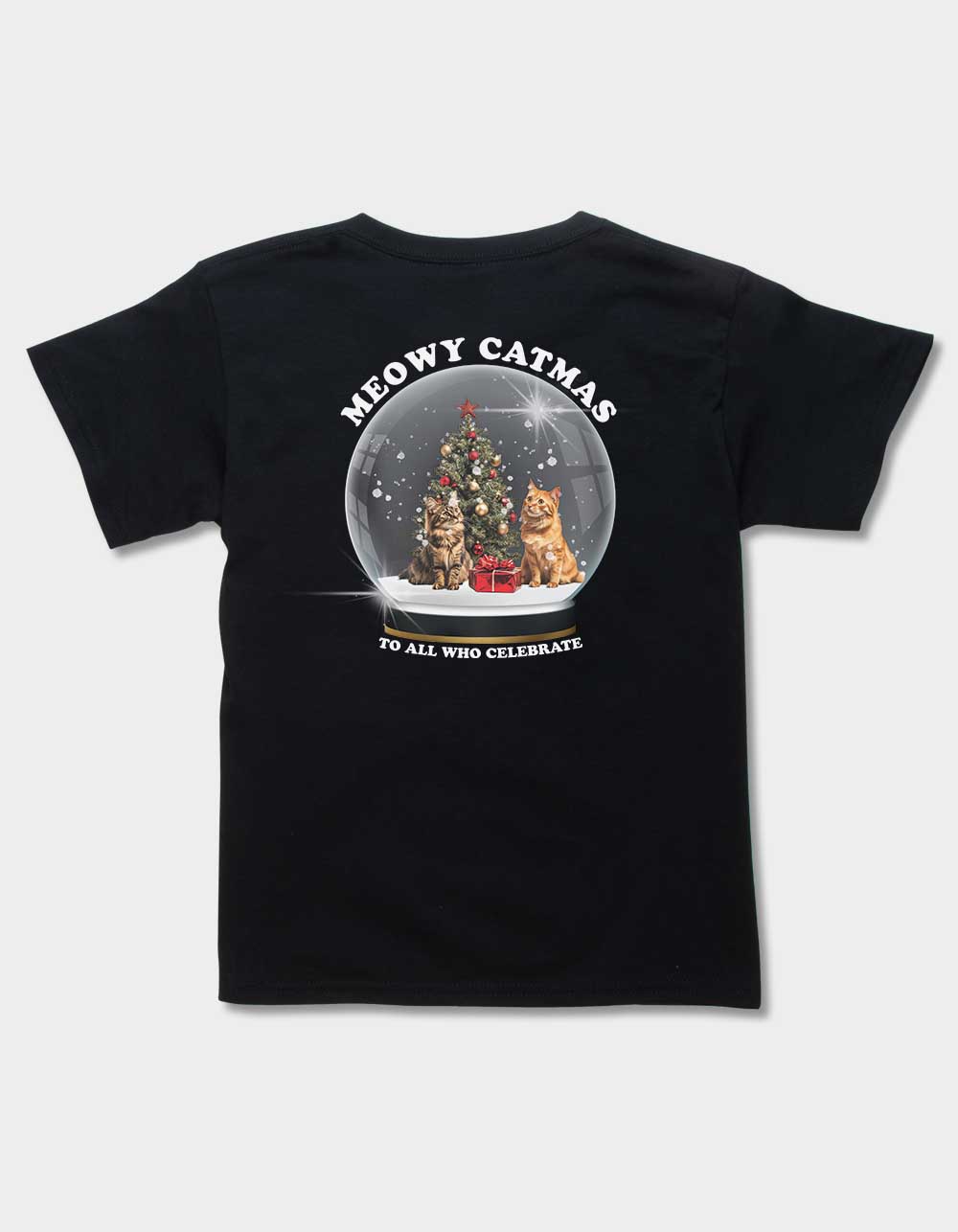 CAT Snow Globe Unisex Kids Tee - BLACK