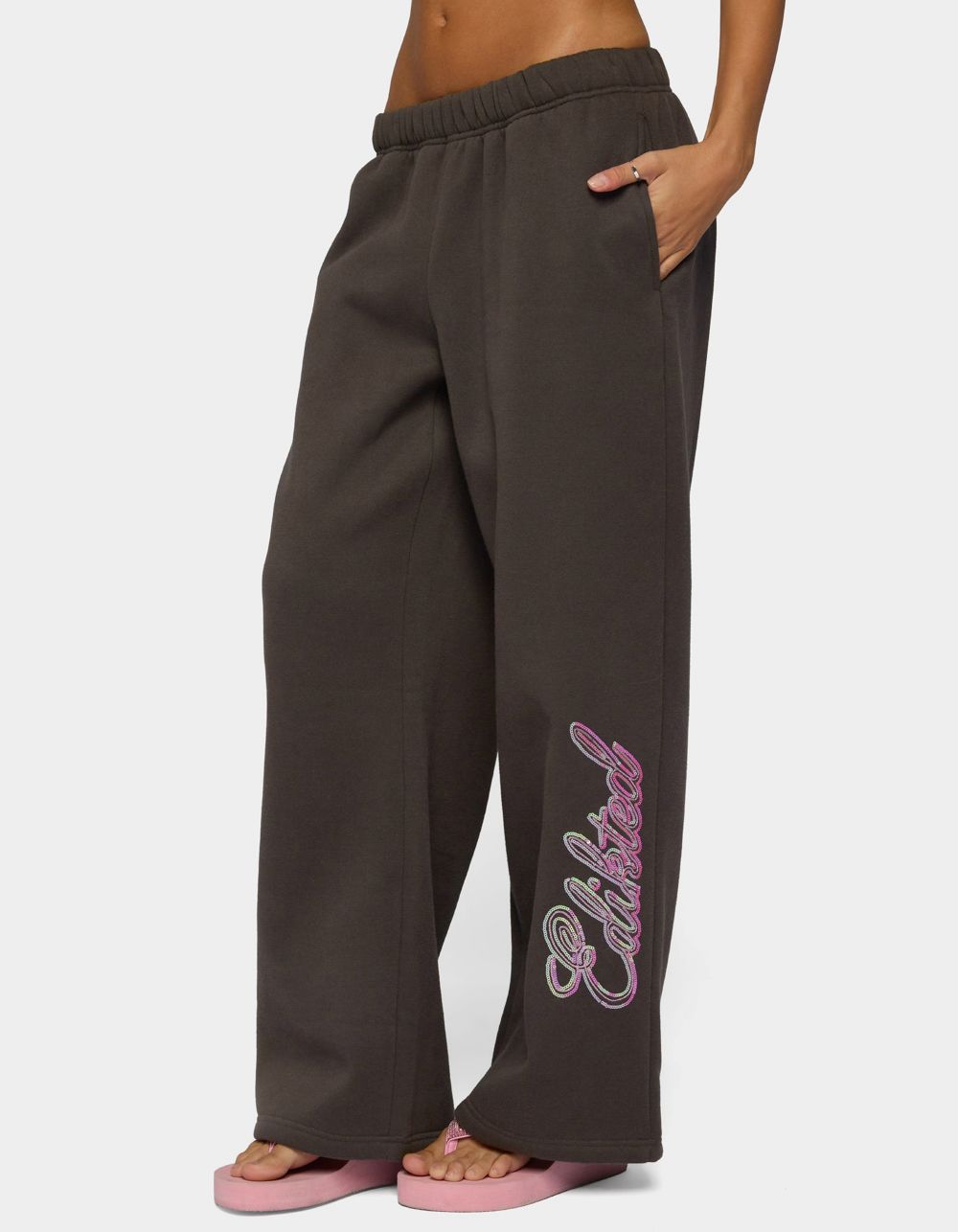 Edikted Always Sequin Sweatpants - DARK GRAY