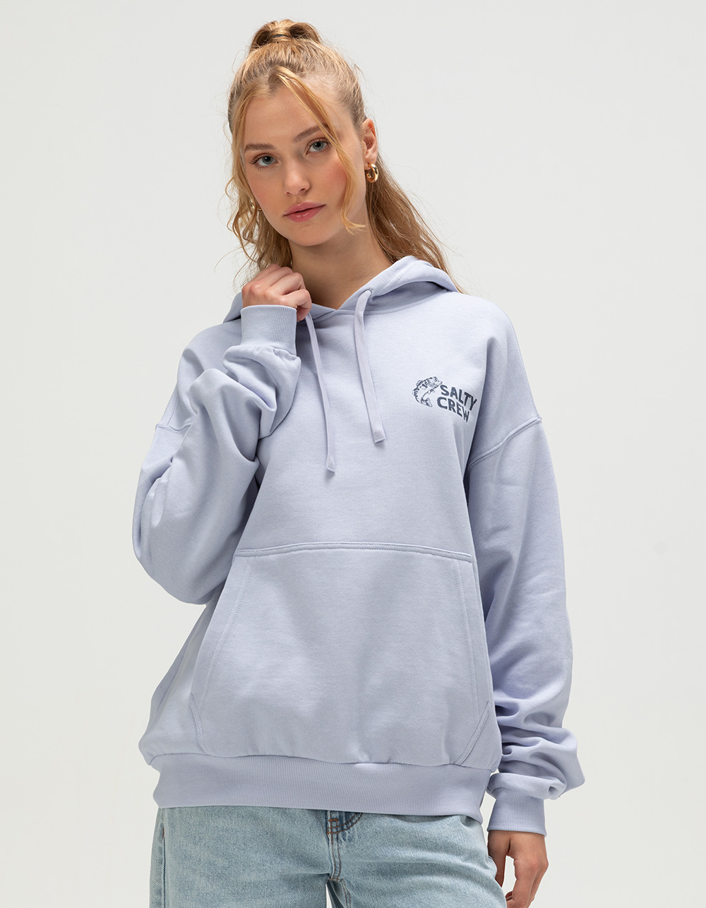 SALTY CREW Bait Shop Womens Hoodie - LIGHT BLUE