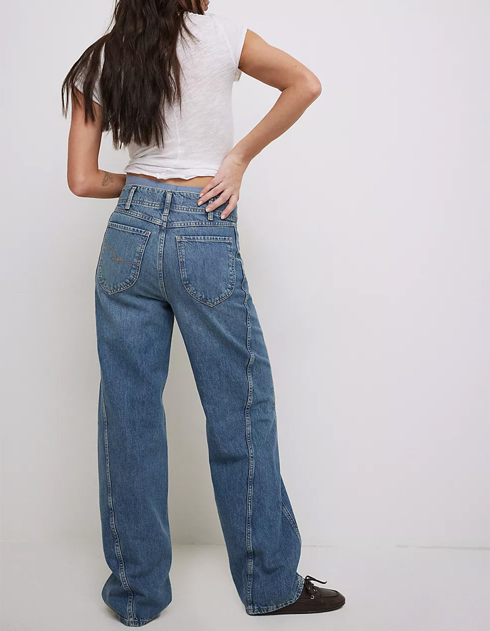 FREE PEOPLE Aster Womens Straight-Leg Jeans - MEDIUM WASH