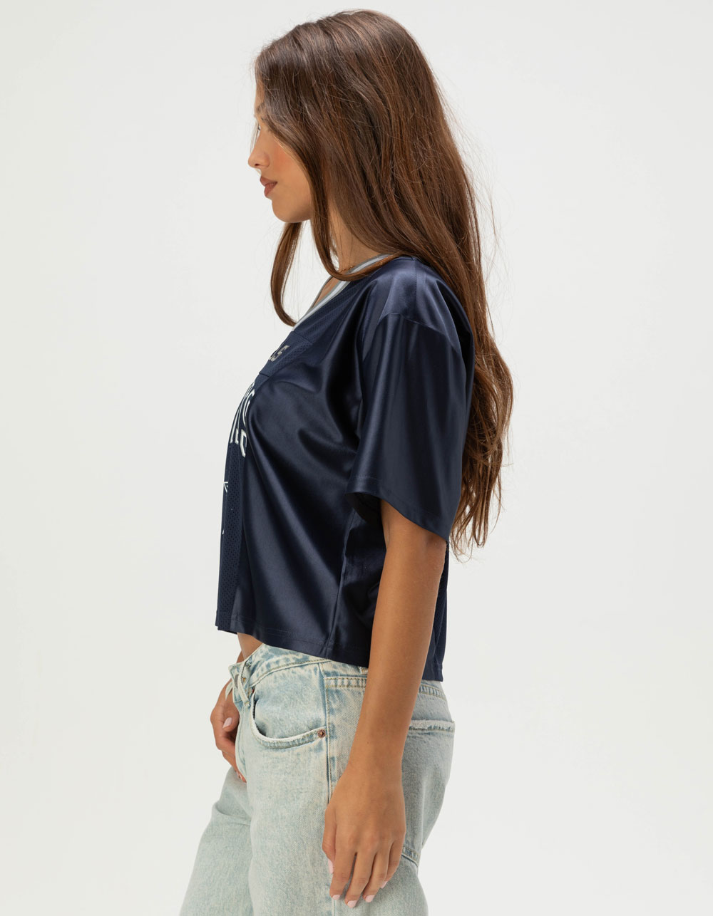 DALLAS COWBOYS Fight Song Womens Crop Mesh Jersey - NAVY