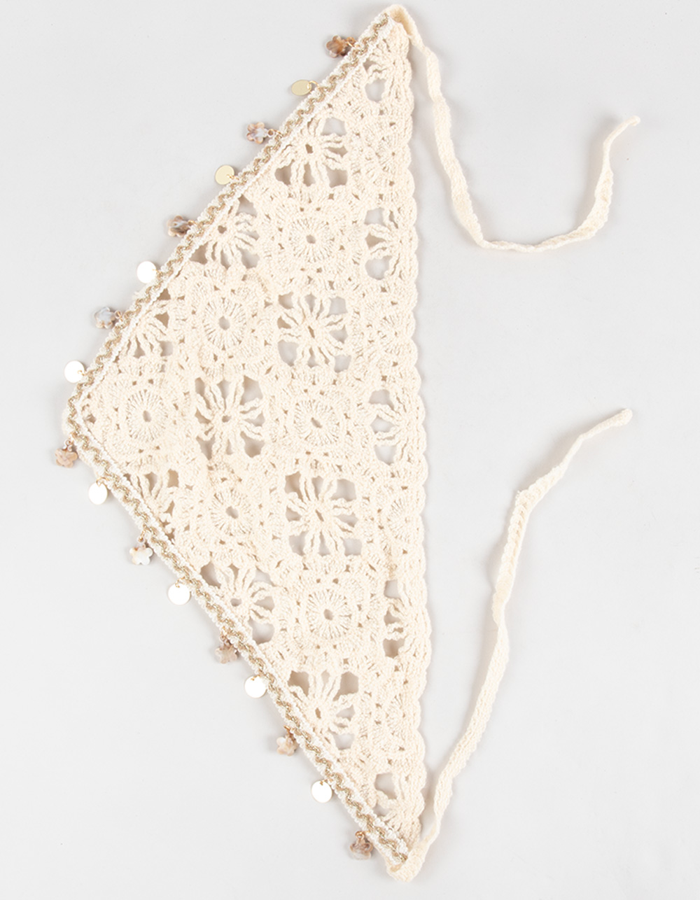 FULL TILT Crochet Floral Charm Headscarf - CREAM