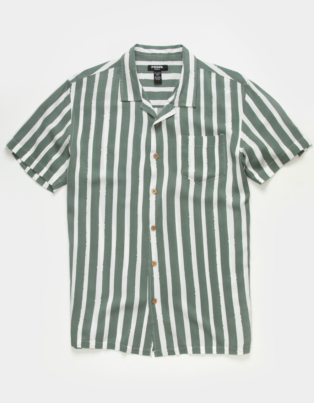 RSQ Striped Mens Button Up Shirt WHT/GREEN Tillys