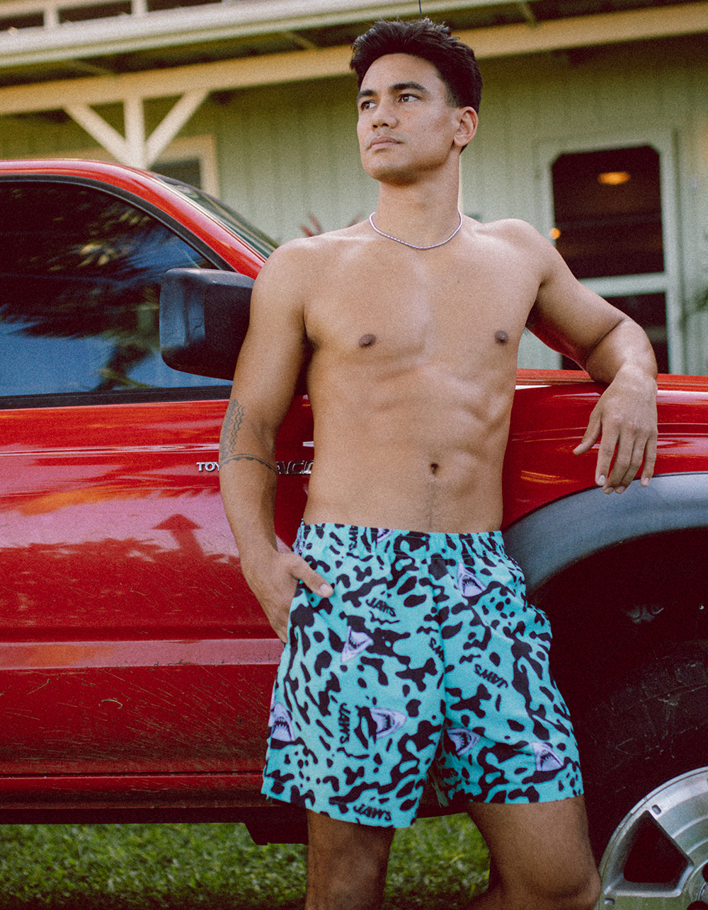 JAWS Shark Water Mens Swim Trunks - SAGE