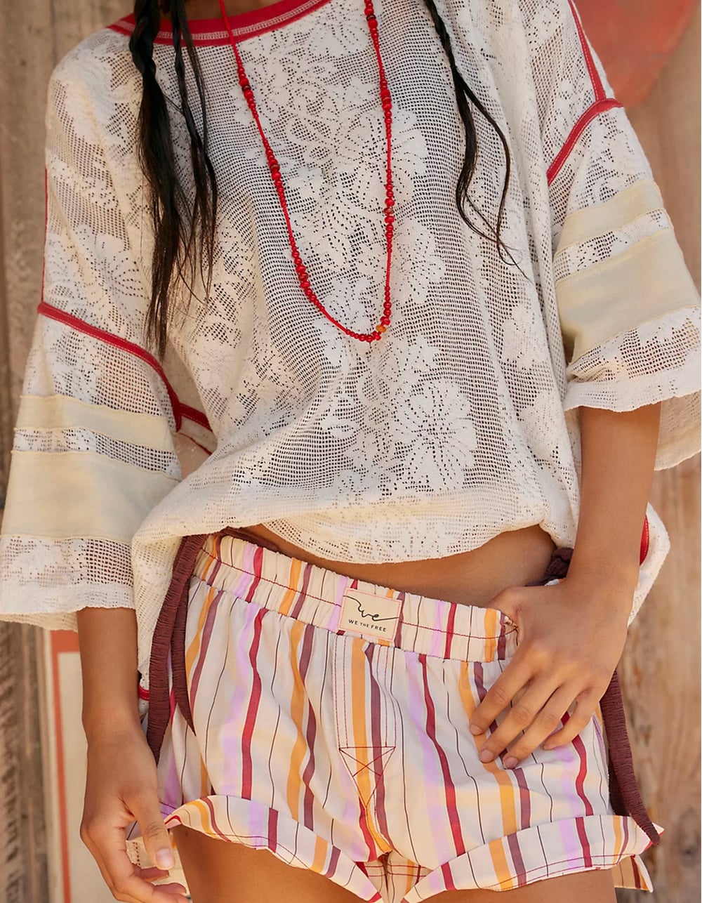 FREE PEOPLE Day To Womens Mini Boxers - Cream/Multi