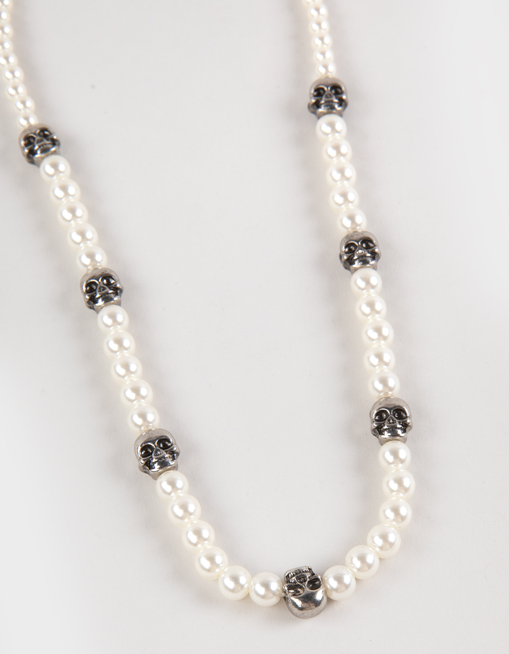 RSQ Skull/Pearl Beaded Necklace - IVORY