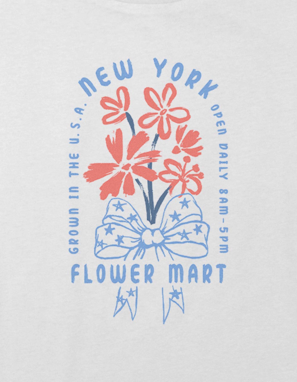 NEW YORK Flower Mart Girls Crop Tee - WHITE