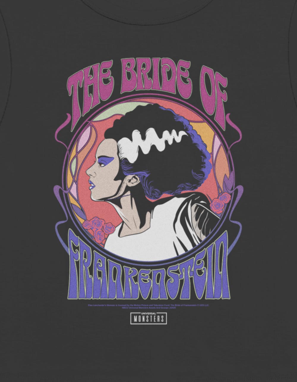 UNIVERSAL MONSTERS The Bride Of Frankenstein Womens Baby Tee - BLACK