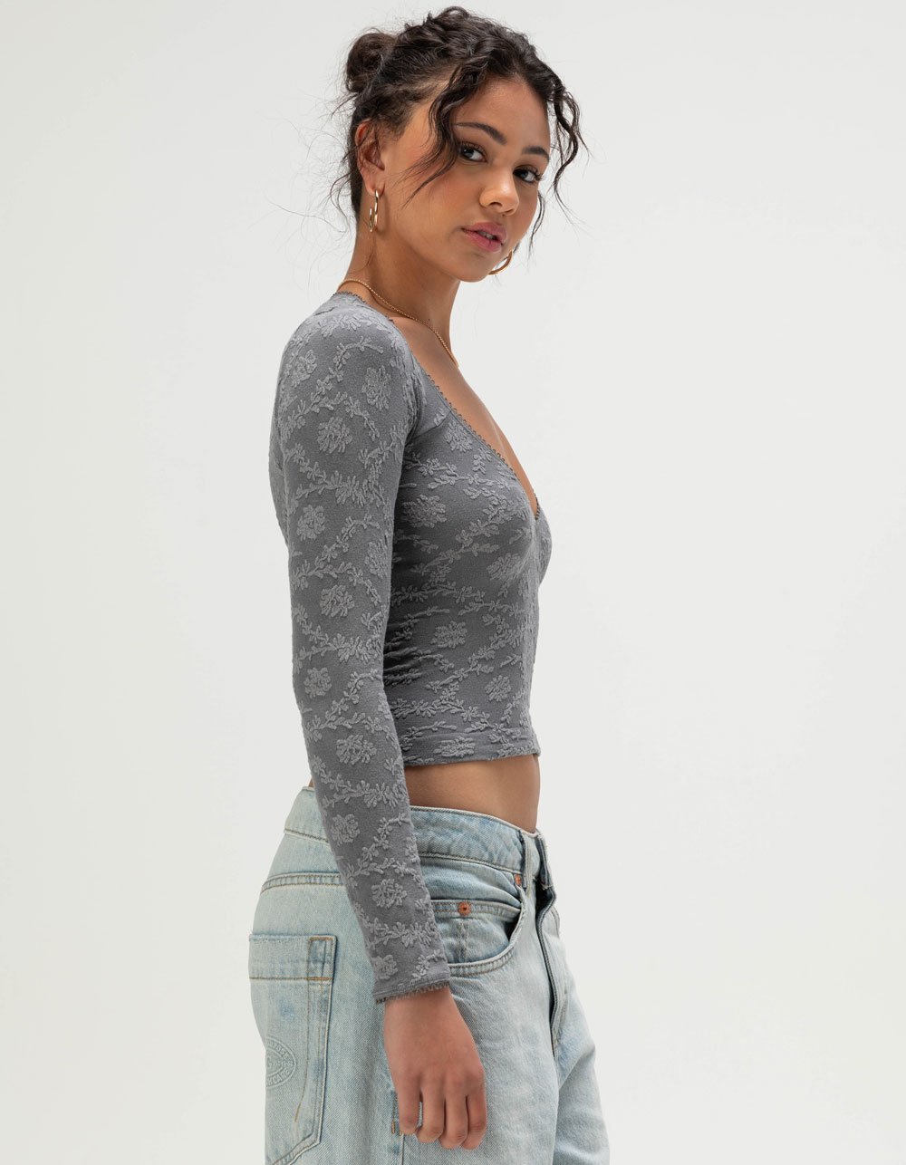 BDG Urban Outfitters Womens Textured Long Sleeve Top