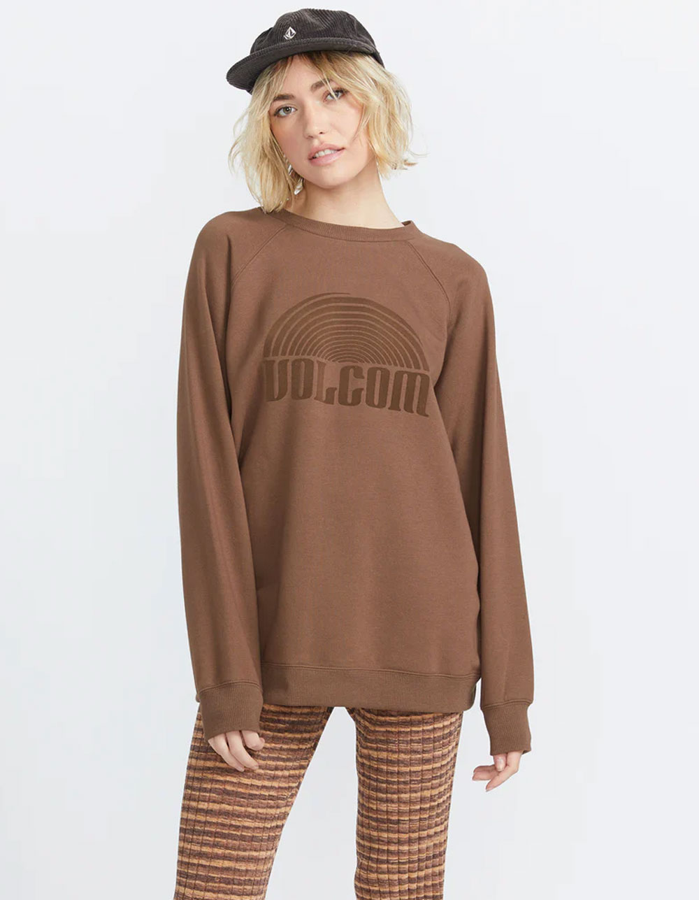 VOLCOM Stone Magic Womens Oversized Crewneck Sweatshirt - BROWN