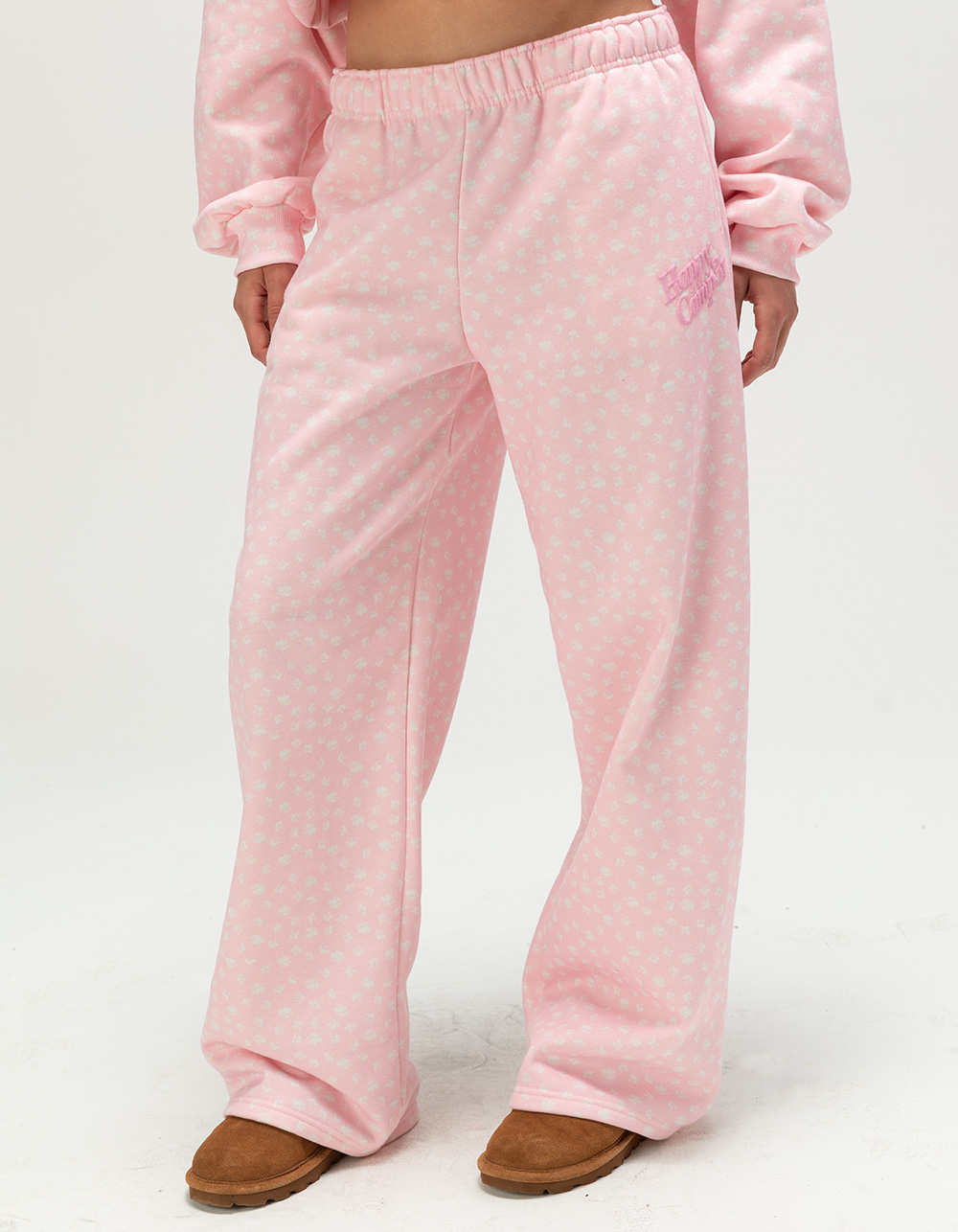 HAPPY CAMP3R Angel Bear Womens Sweatpants - BABY PINK