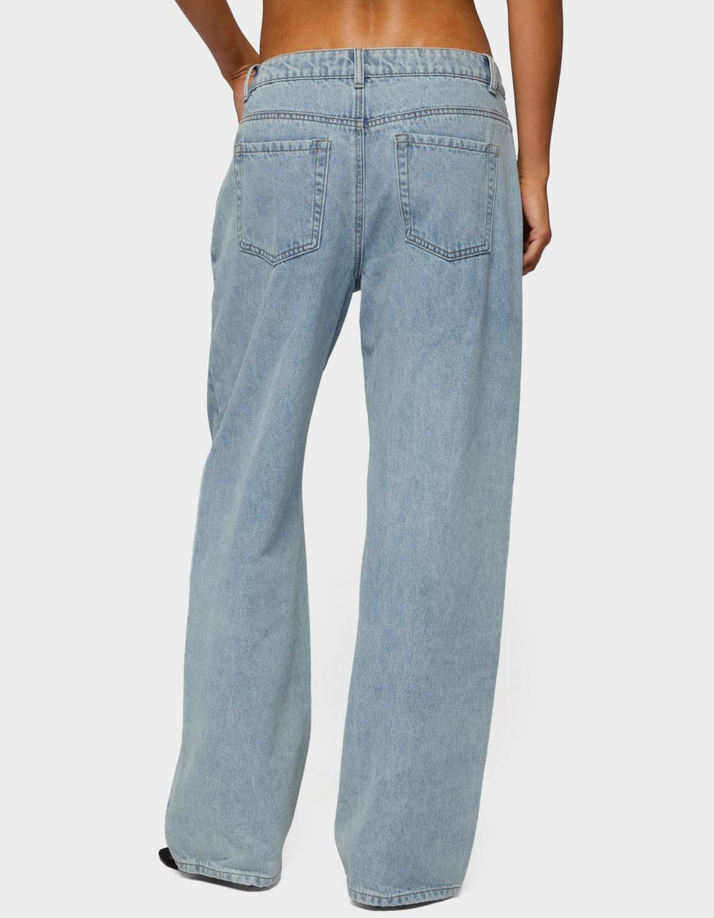 EDIKTED Dalina Washed Low Rise Baggy Jeans - LIGHT BLUE