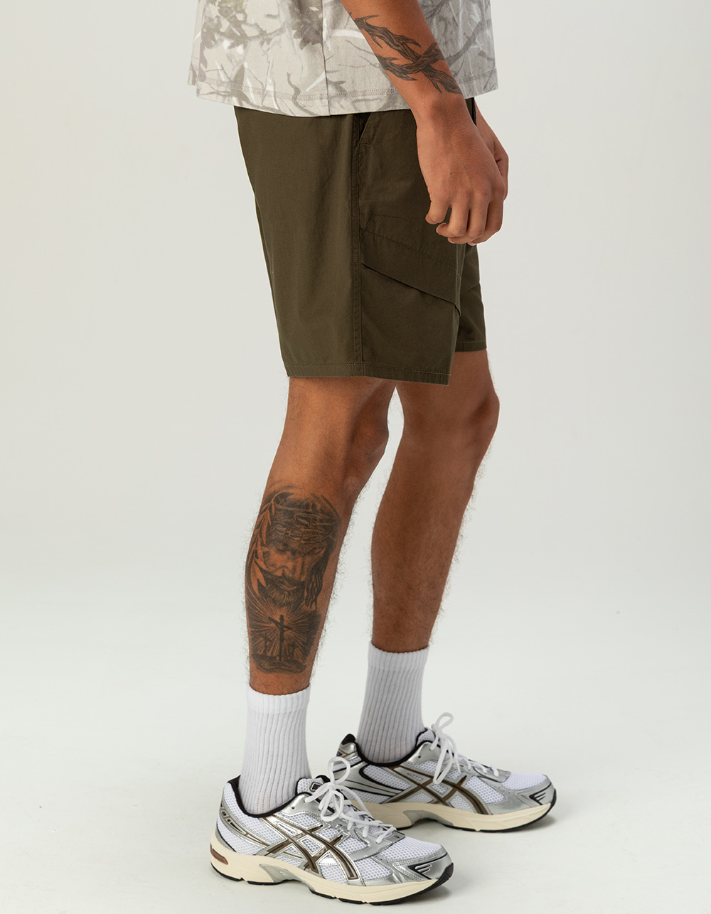 RSQ Mens Pull On Twill Shorts - OLIVE