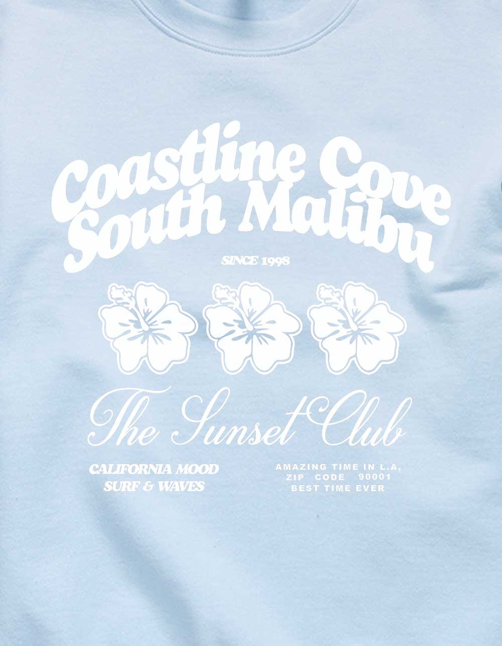 MALIBU Coastline Cove Unisex Crewneck Sweatshirt - LIGHT BLUE