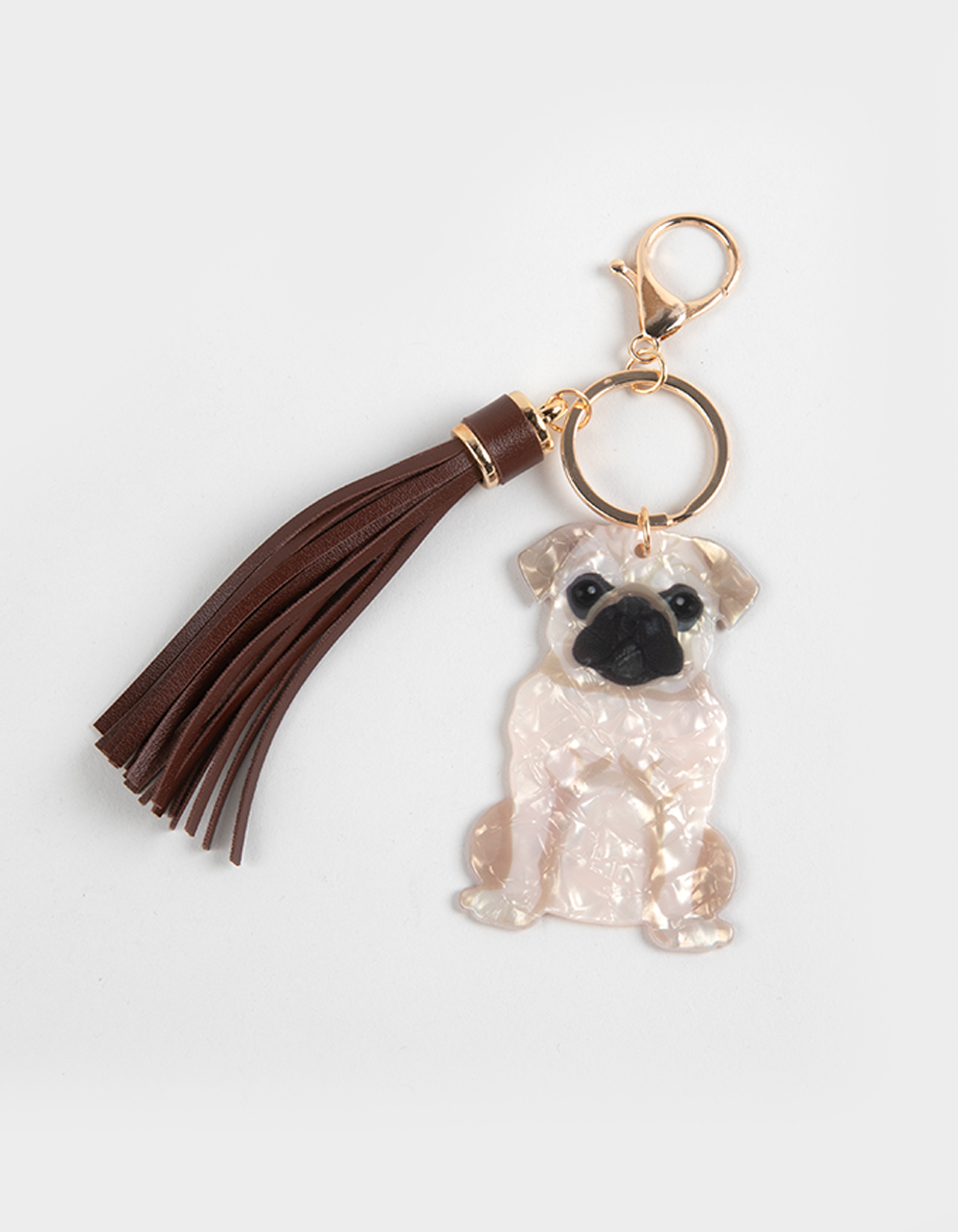 FULL TILT Acrylic Pug Bag Charm - BROWN COMBO